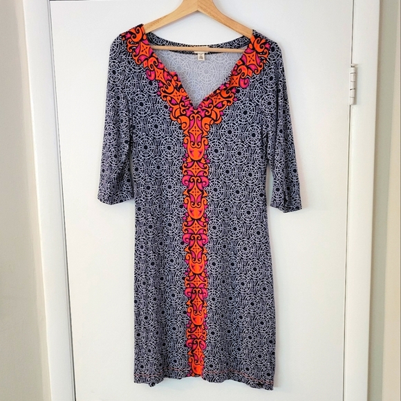 Soft blue and orange hatley 3/4 sleeve dress size small - Picture 1 of 4